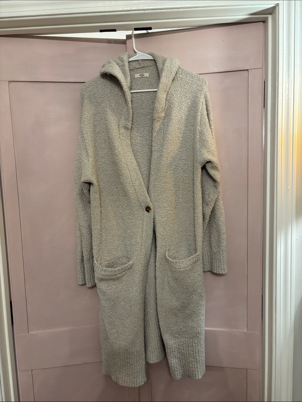 UGG Hooded Longline Cardigan in Soft Beige